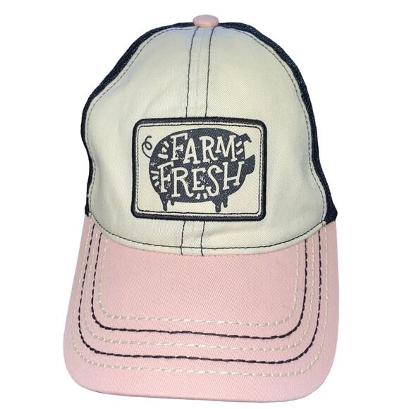 John Deere Farm Fresh Pig Black Pink Hat Mesh Trucker RARE USED Embroidered HTF - Picture 1 of 10
